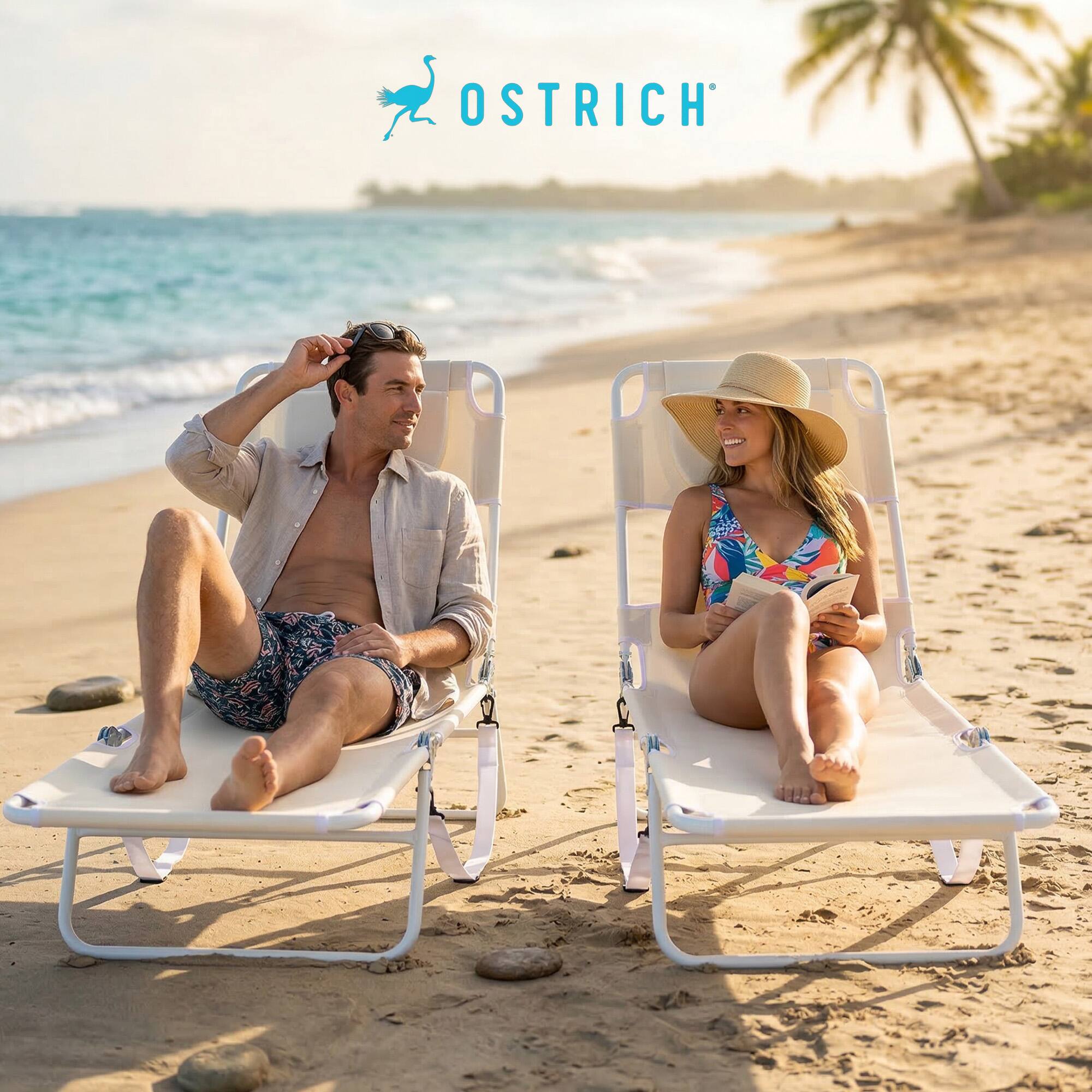 Alt View 5. Ostrich - Ostrich The Original Chaise Lounge, Facedown Beach Pool Tanning Chair, White - White.