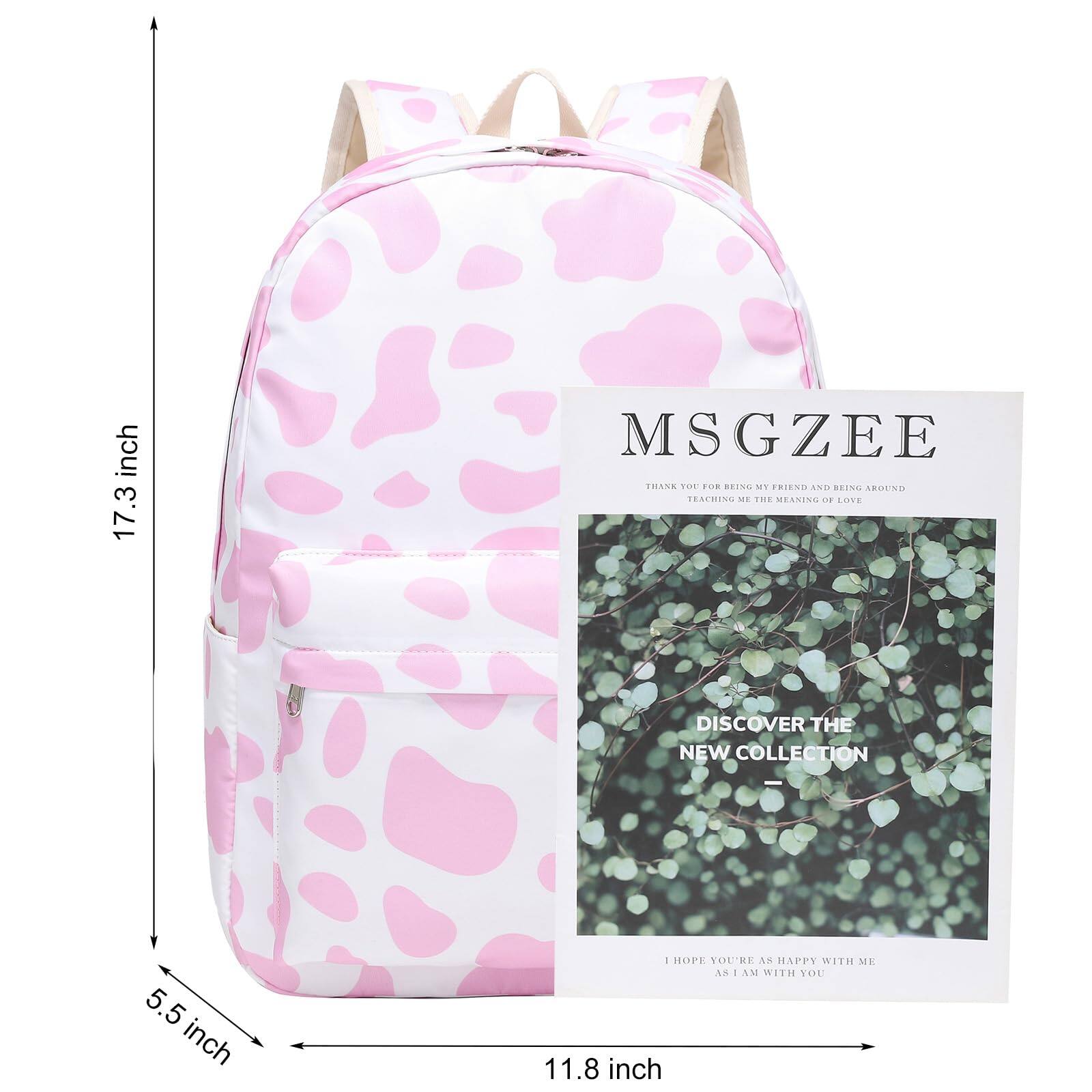 Back. Stamp n Camp - Backpack With Lunch Box Bookbag Primary Elementary Cow Print And Bag Set For - Pink.