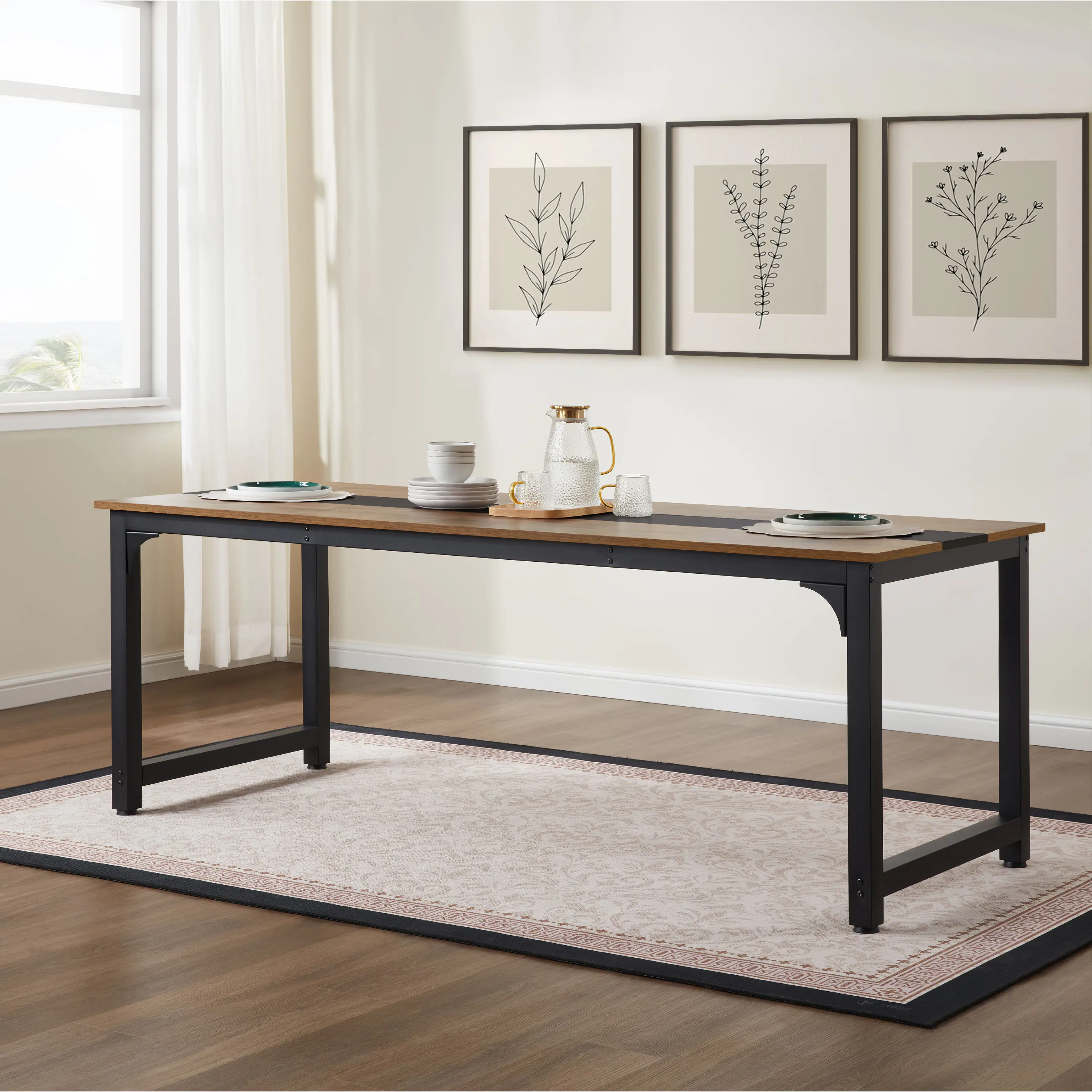 Alt View 9. GTPlayer - Computer Desk 79.5 Inch Large Gaming Desk Large Legroom Work Desk - Rustic Brown.