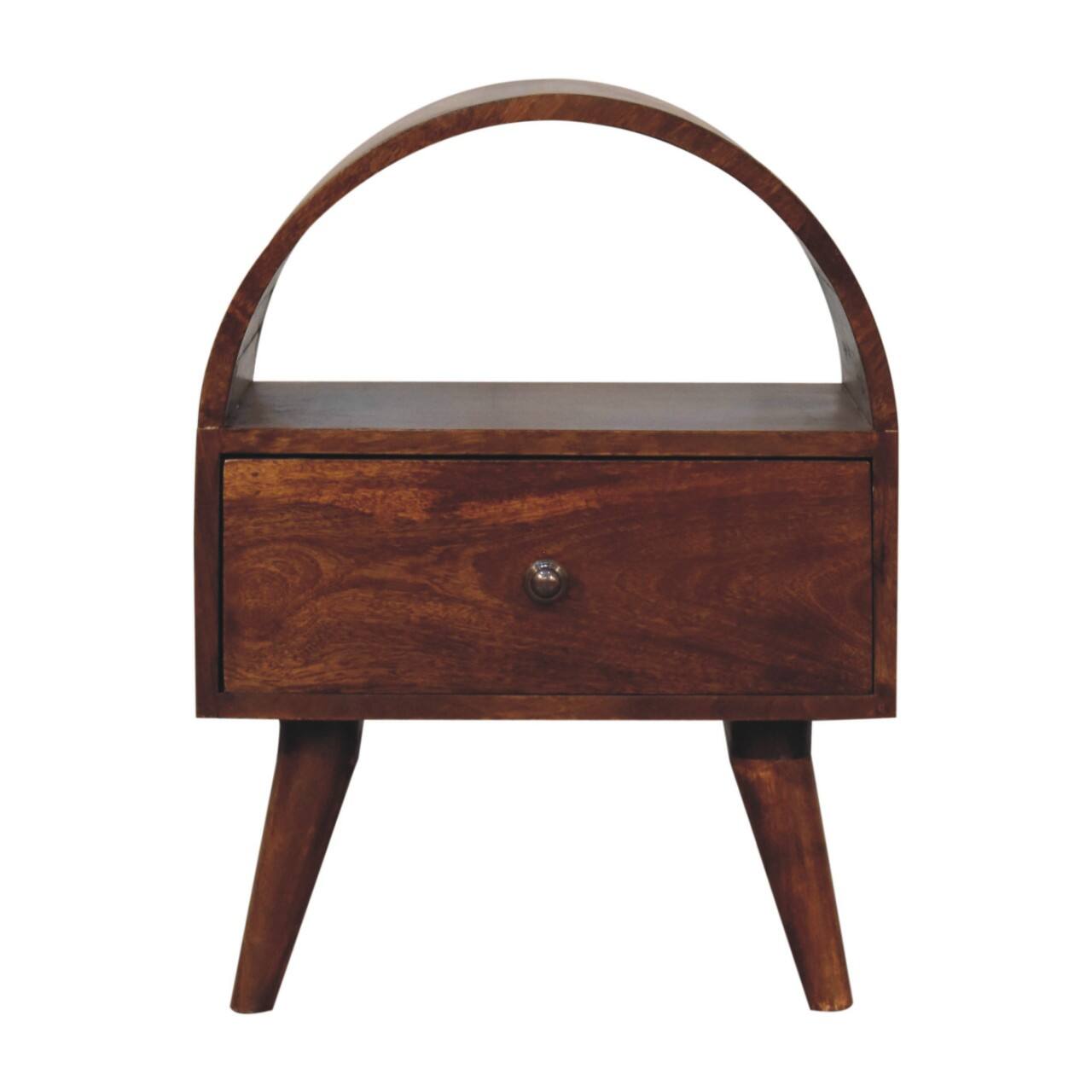 Front. Artisan Furniture - Artisan Furniture Solid Wood Chestnut Dome Bedside, 1 Drawer, Dark Brown - Dark Brown.