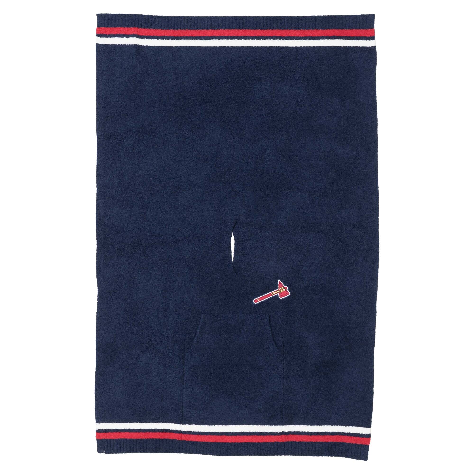 Alt View 3. Barefoot Dreams - Navy Atlanta Braves CozyChic 3-in-1 Poncho - Navy.
