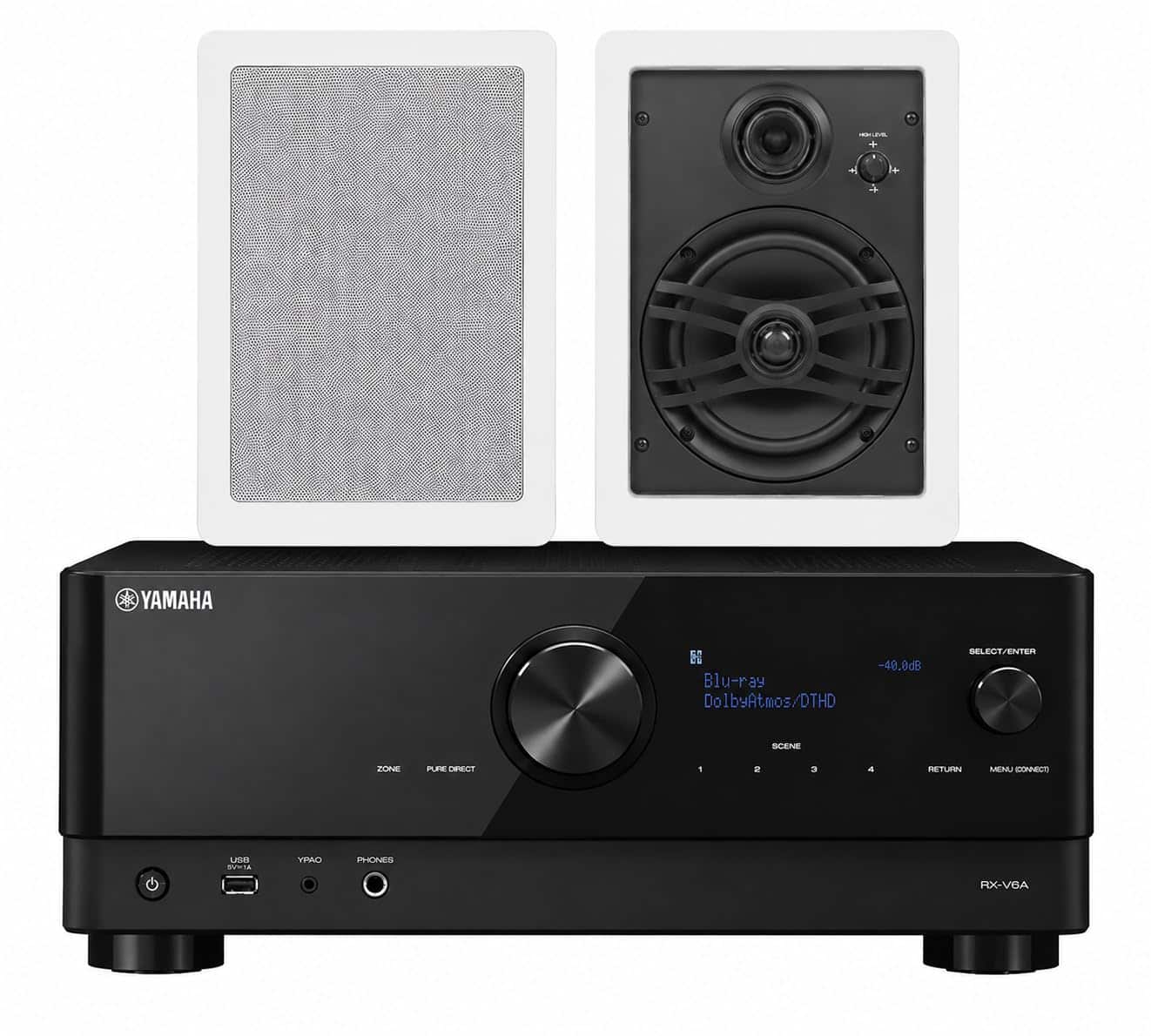 Yamaha - RX-V6A 7.2-Channel 8K AV Receiver with Speaker Pair - Black
