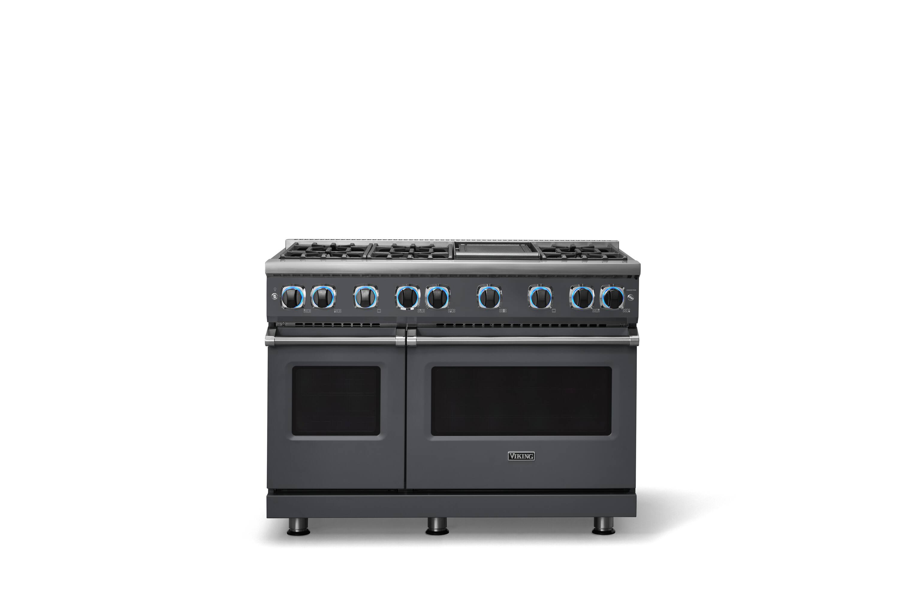 Alt View 4. Viking - 48"W. 7.3 Cu. Ft. Freestanding Sealed 6 Burner Gas Range/Griddle  - Cast Black - Cast Black.
