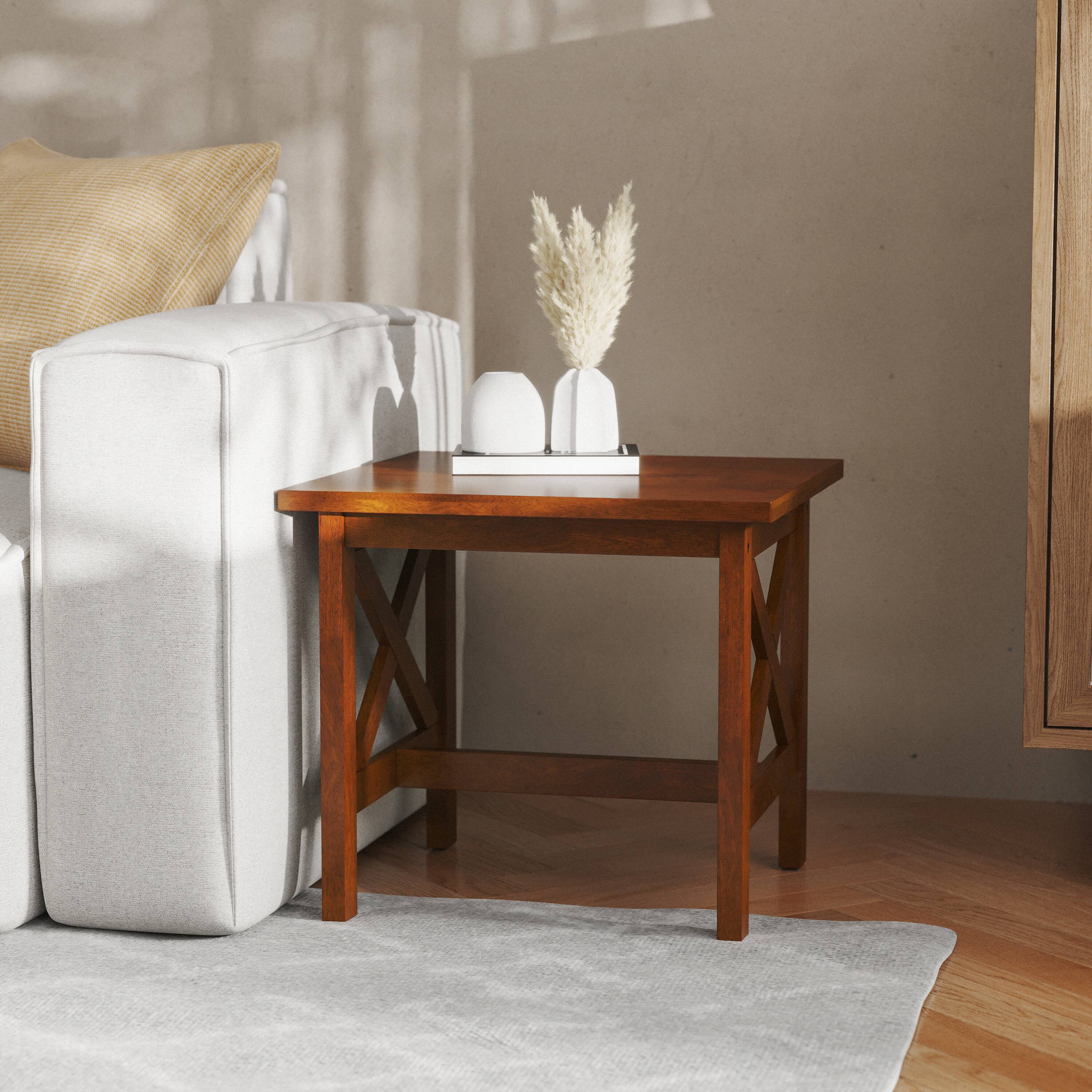 Alt View 2. Flash Furniture - Jasper Farmhouse Style Solid Wood End Table with Traditional X-Frame Design in Walnut - Brown.