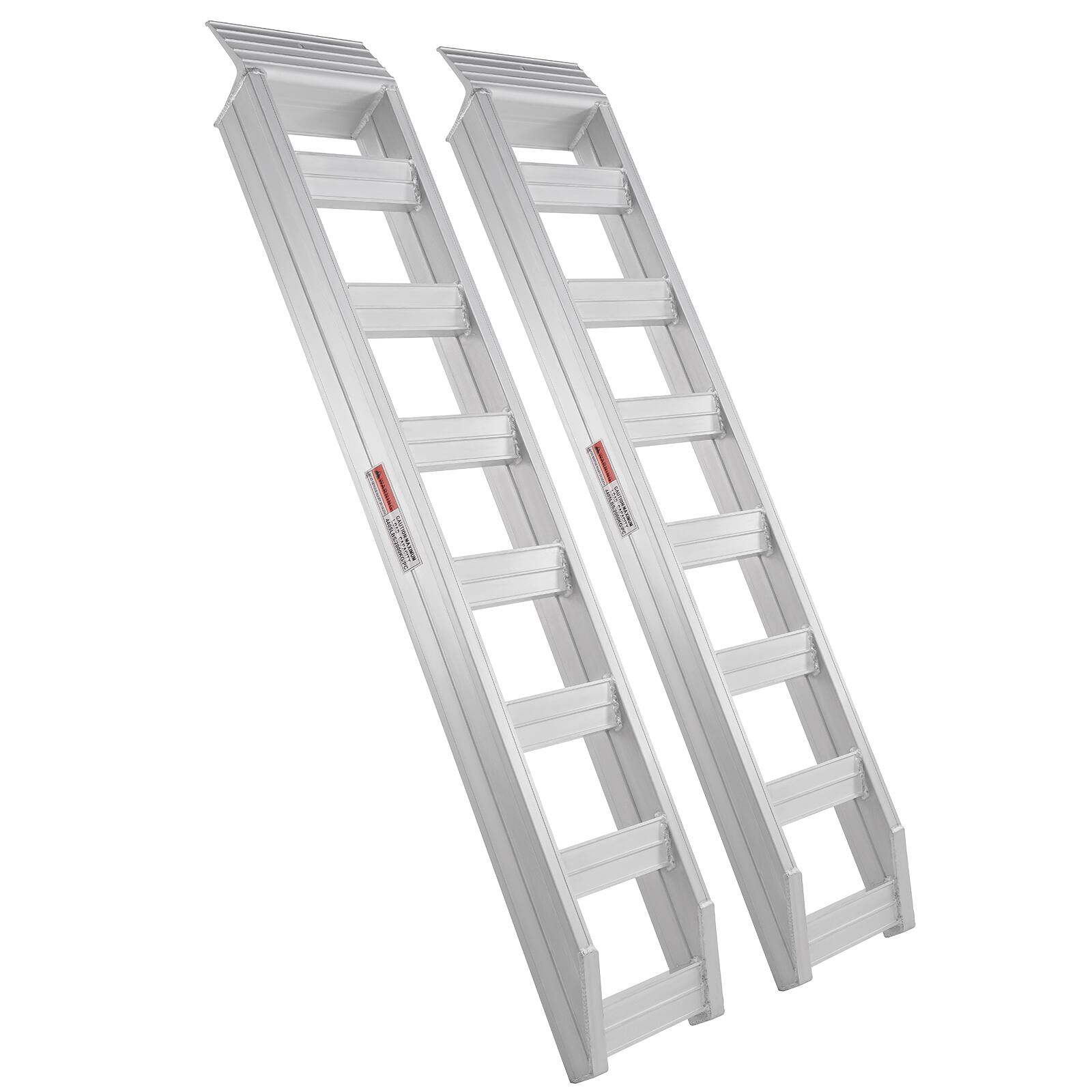 Alt View 5. VEVOR - Aluminum Ramps, 6800 lbs, Heavy-duty Ramps with Top Hook Attaching End, Universal Loading Ramp for Motorcycle, Tractor - Silver.