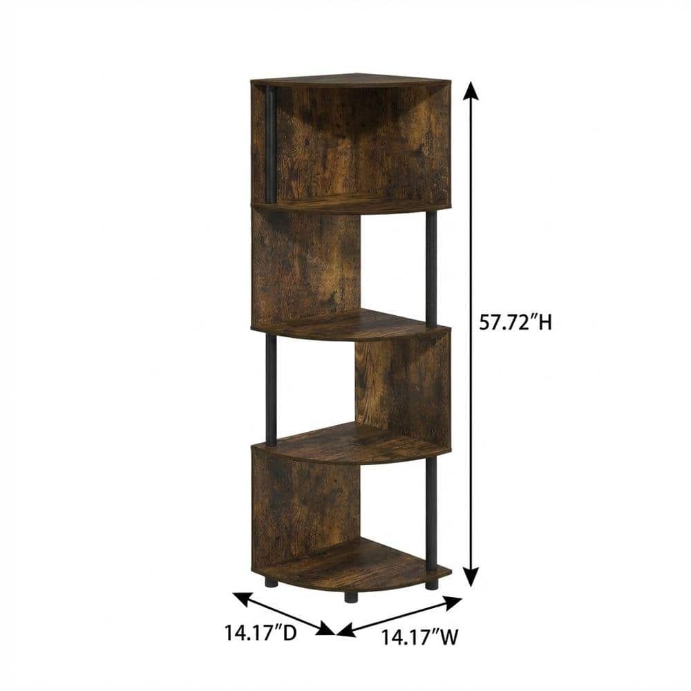 FurniFact - Amber Pine and Black 4-Tier Zigzag Corner Shelf Bookcase - Amber Pine/Black price history on PriceWatchPro