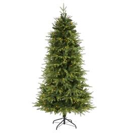 BreeBe - 6.5’ Vancouver Fir Christmas Tree with 350 LED and 1870 Tips - Green