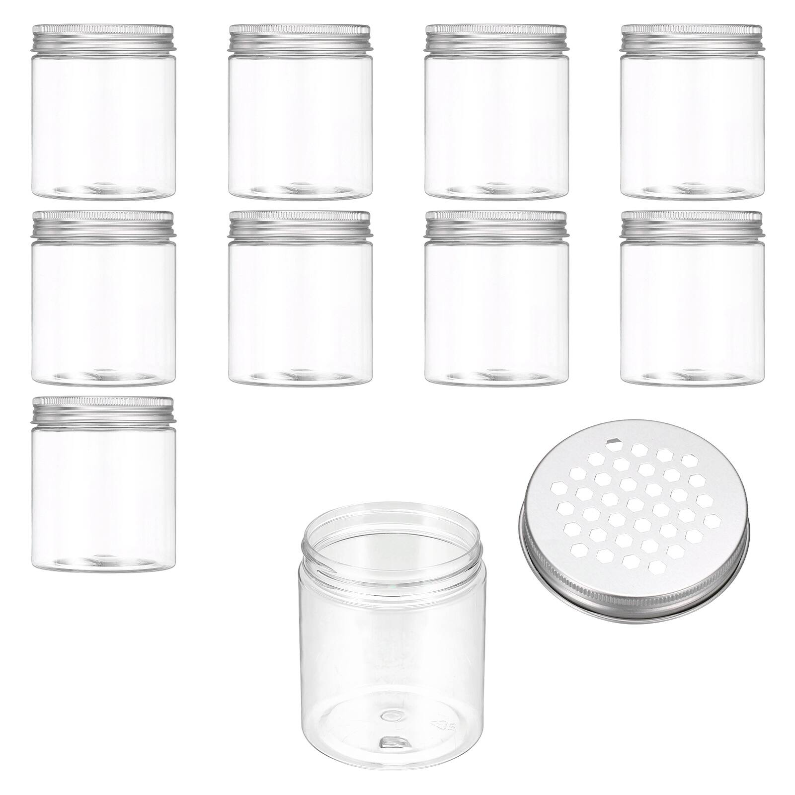 Front. Unique Bargains - Premium Empty Scent Beads Container, Refillable Spice Tin Hollow Lid, 10pcs 8.5oz - For Aromatherapy, Scent, Storage - Clear.