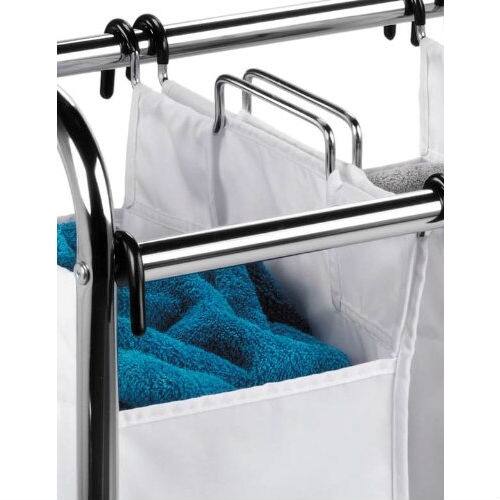 Angle. Hivvago - Heavy Duty Commercial Grade Laundry Sorter Hamper Cart in White Chrome - White Chrome.