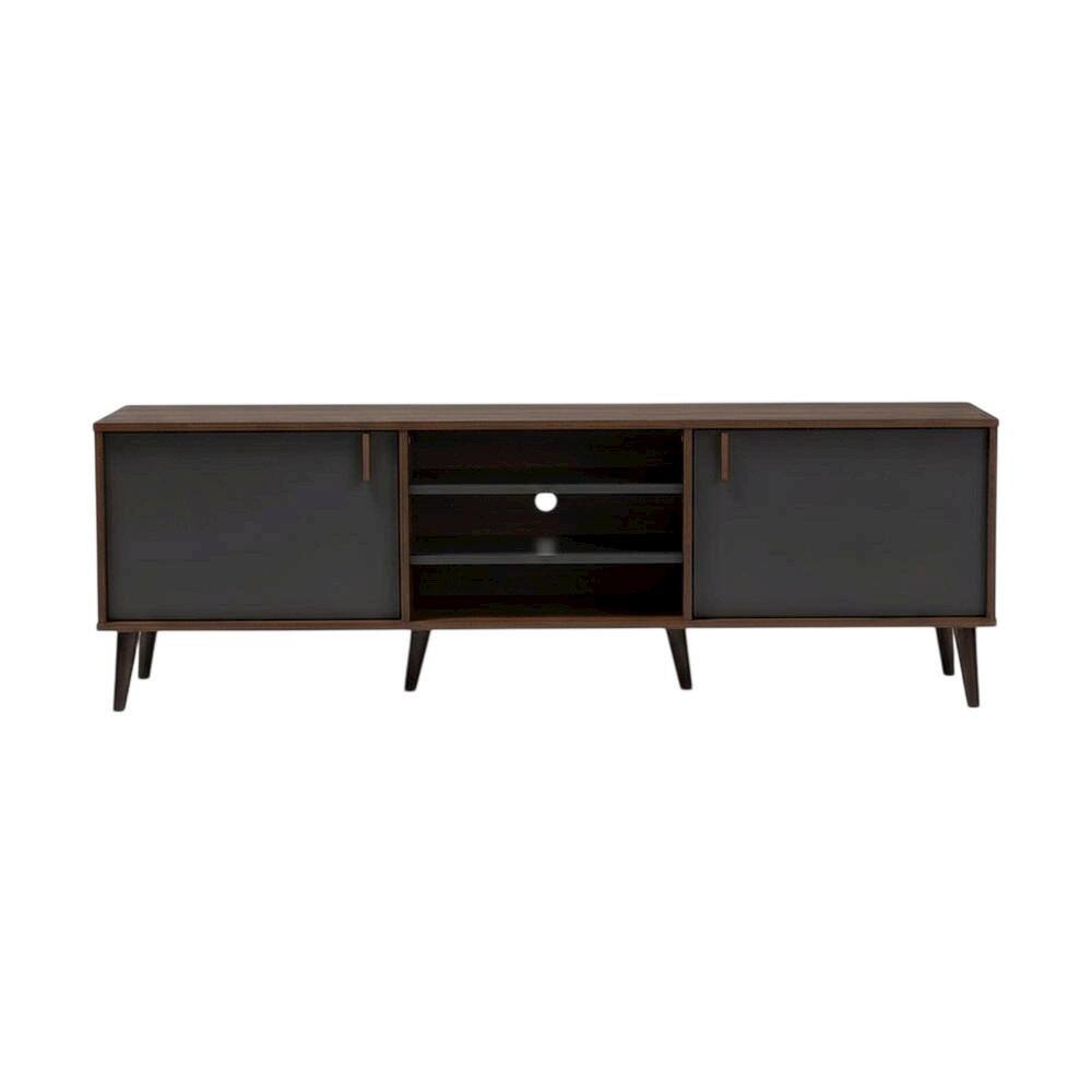 Alt View 3. FurniFact - Mid-Century Modern Brown and Dark Grey TV Stand with Particle Board Finish - Brown.