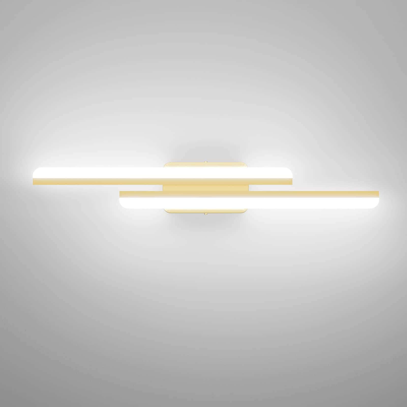 HM 1810 - Led Vanity Light w Frosted Aluminum Modern Bathroom Fixtures Over Long Mirror Bath Lighting k - Gold 32 inch