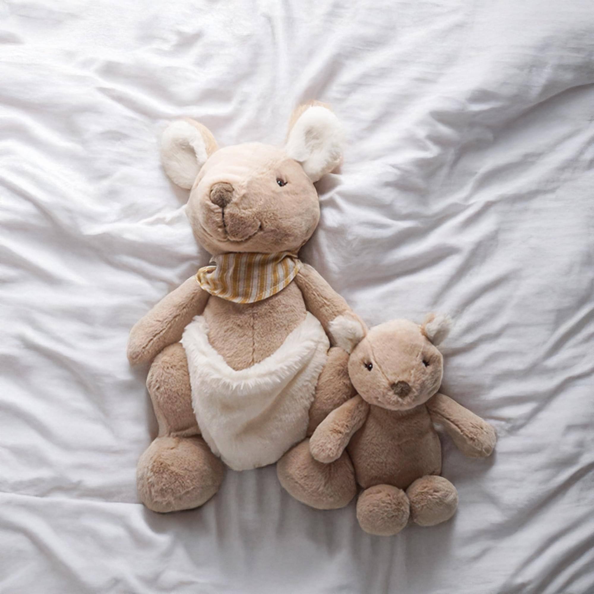 Alt View 10. TriAction Toys - Snooze Monsters Interactive Bedtime Plush Set | Kangaroo With Baby - Beige.