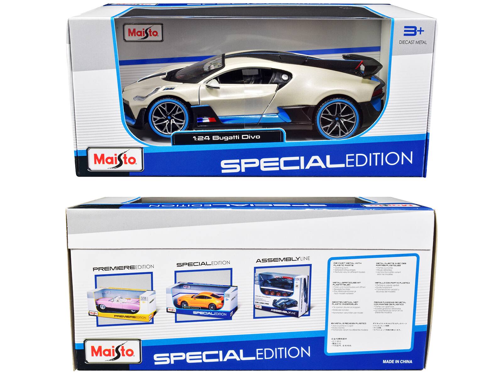 MaiSto to. 3+ DIECAST METAL MaiSto to 1:24 Bugatti Divo SPECIALEDITION PREMIEREEDITION : - : - - : .E.. - i - ! : - : AIC -ade  -in_ I d a os - - : : ! E  PRENERIOTON R SPECIALEDITIN ASBO - - - : . Mai to SPECIALEDITION EDITION MADE IN CHINA