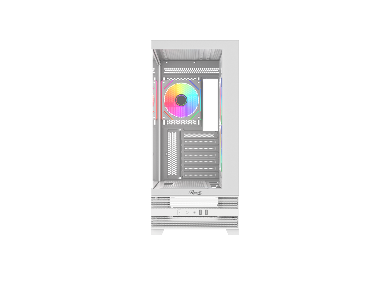 Alt View 2. Rosewill - Rosewill ACA501 Gaming PC Case - White ATX Mid Tower with 3 RGB Fans & Tempered Glass - White.