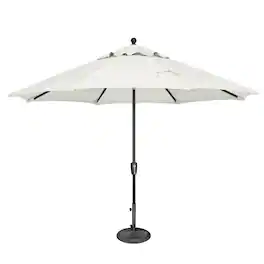 Mondawe - 11' Octagon Patio Umbrella Push Button Tilt Black Frame - Natural