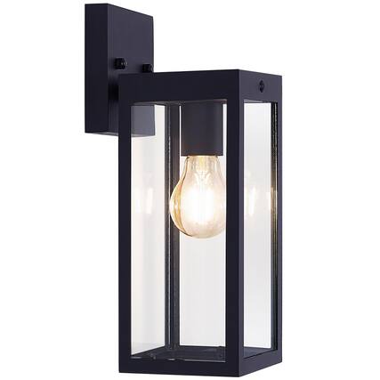 Front. VEGA AUTOMOTIVE - Solar Wall Lights Outdoor Waterproof Outside Dusk To Dawn Porch Light Exterior Lighting Sconce Lantern Lamp - Matte Black.