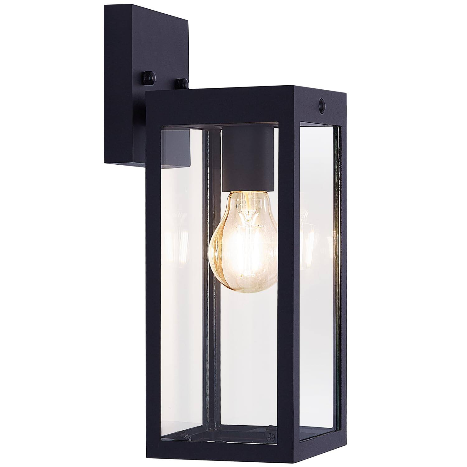 Front. VEGA AUTOMOTIVE - Solar Wall Lights Outdoor Waterproof Outside Dusk To Dawn Porch Light Exterior Lighting Sconce Lantern Lamp - Matte Black.