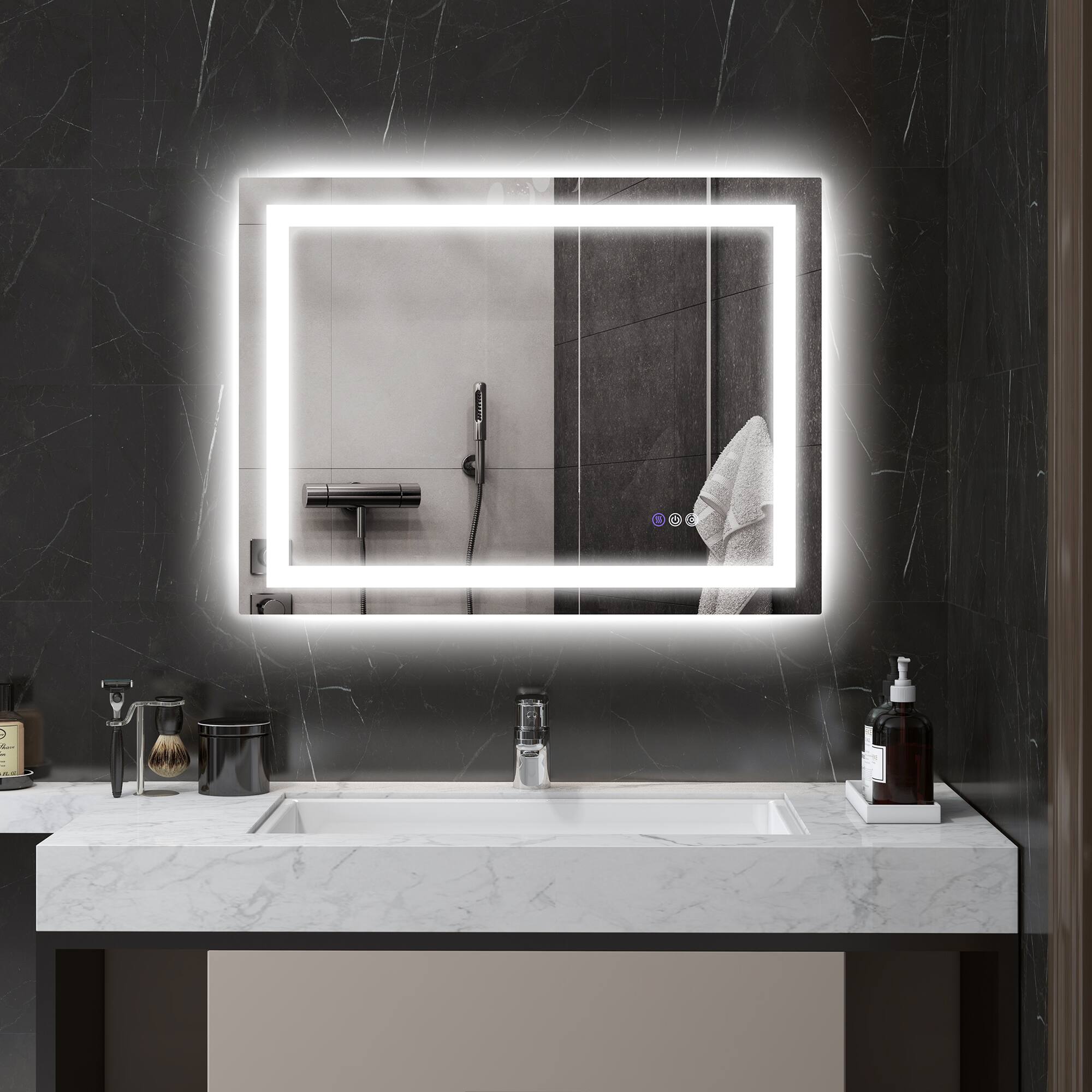 Alt View 1. Homcom - 32"x24" LED Bathroom Mirror w/ Backlit, Anti-Fog, Memory, Color Temp, Dimmable, Wall Mount - Clear.