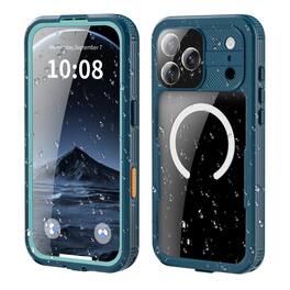 Dteck - For Apple iPhone 17 Pro Max Rugged Waterproof Case, Shockproof Mag Safe Built-in Screen Protector Full Body Cover - Grassblue