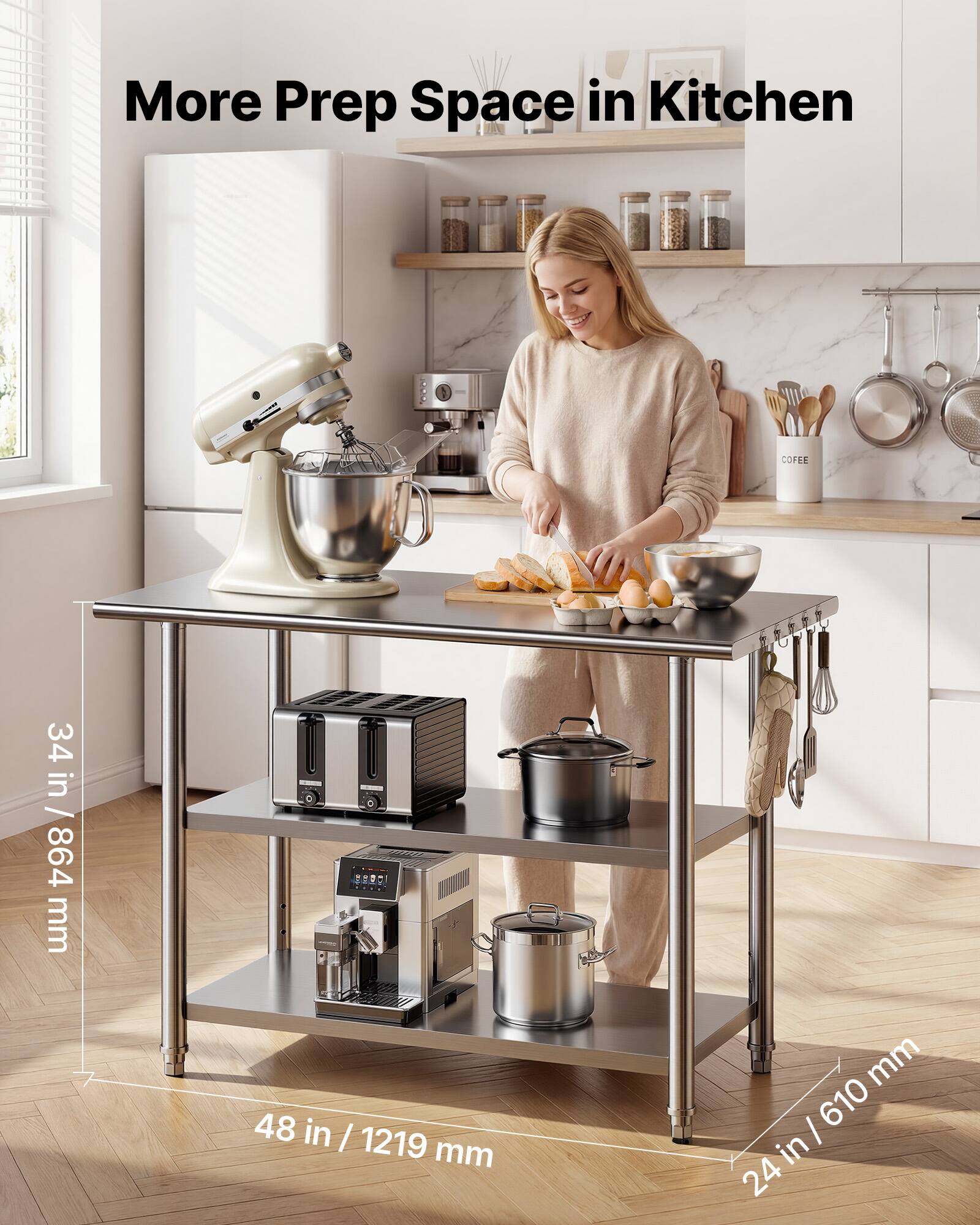More Prep Space in Kitchen

34 in / 864 mm

48 in / 1219 mm

24 in / 610 mm