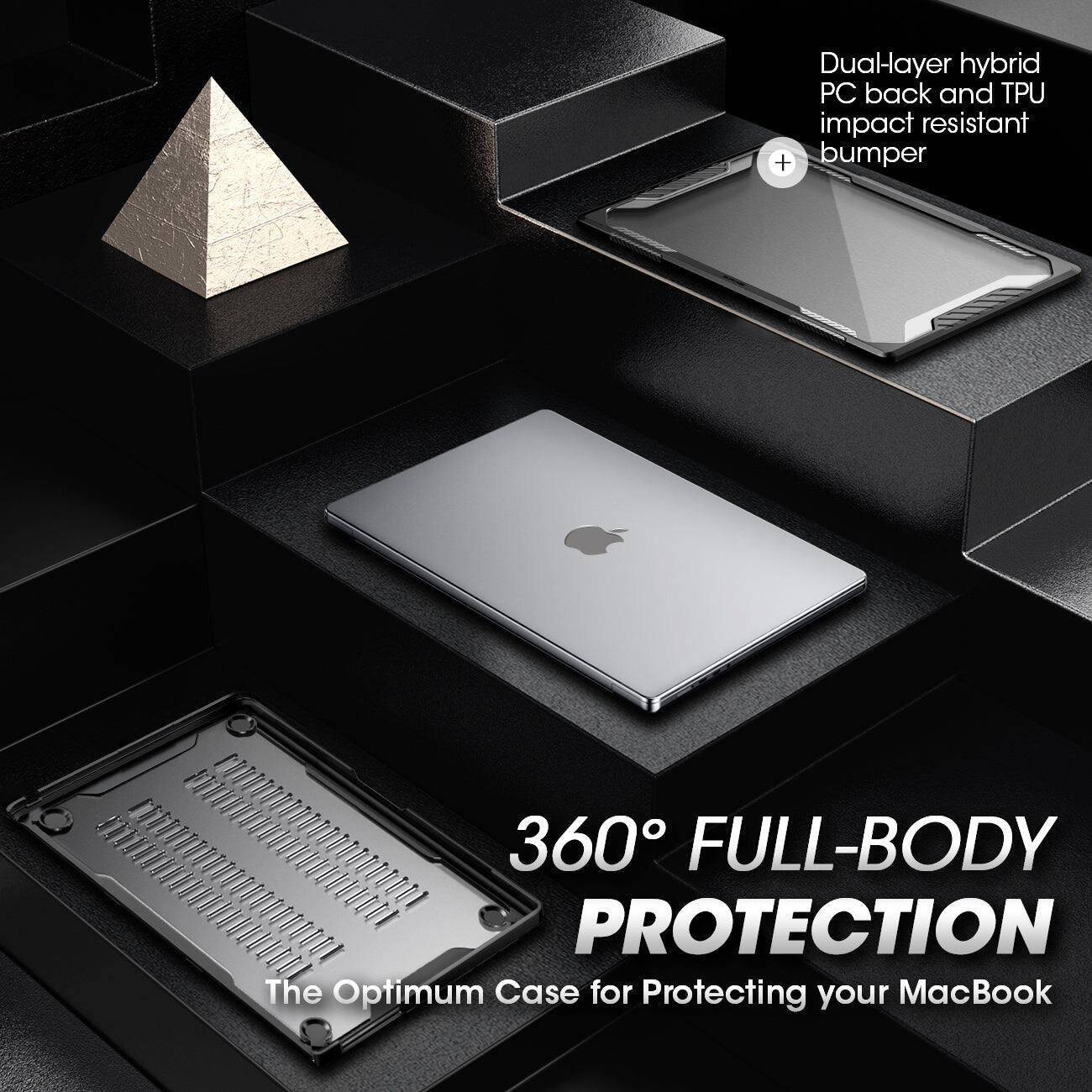 Dual-layer hybrid PC back and TPU impact resistant bumper

360° FULL-BODY PROTECTION

The Optimum Case for Protecting your MacBook