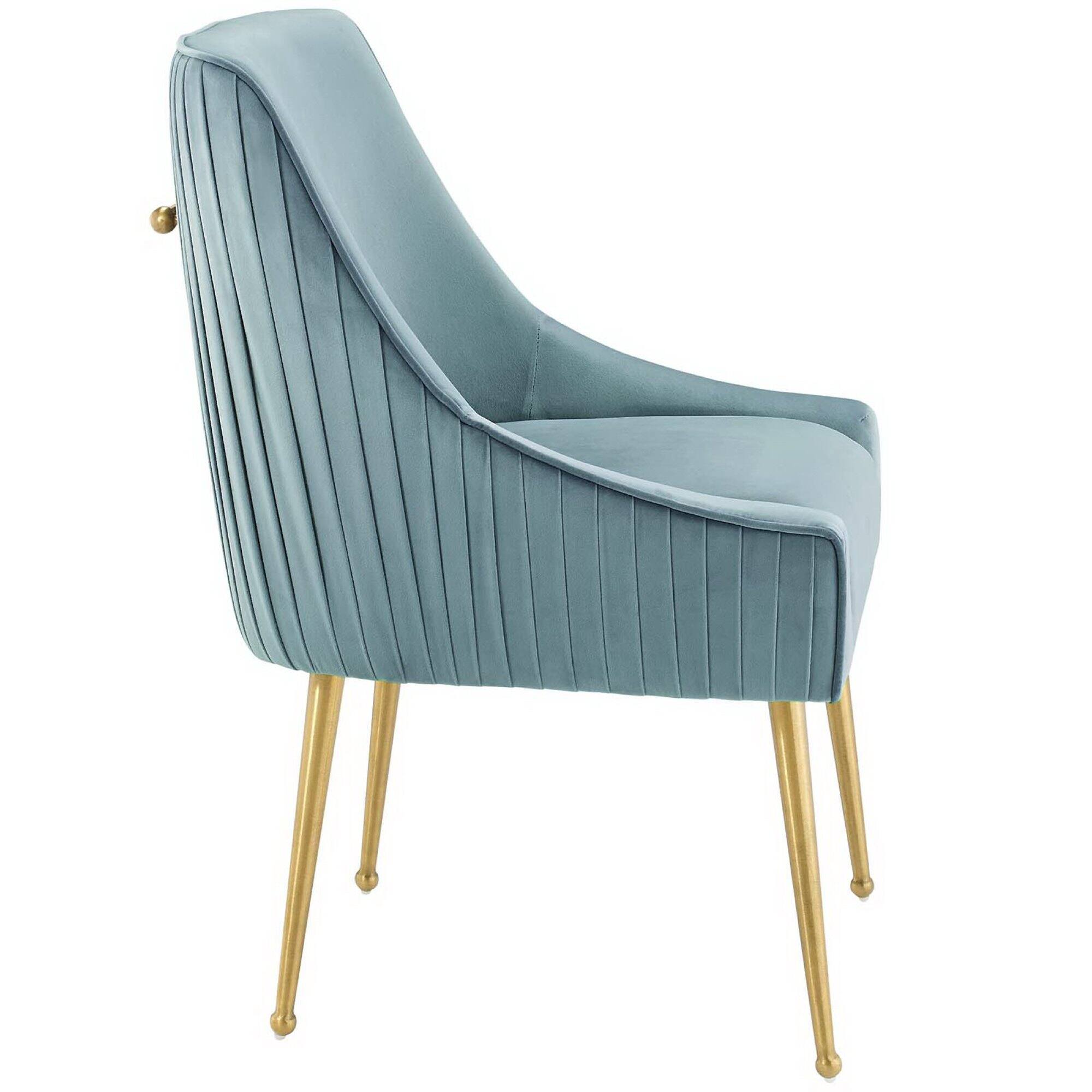 Angle. Modway - Discern Pleated Back Upholstered Performance Velvet Dining Chair by Modway - Blue.