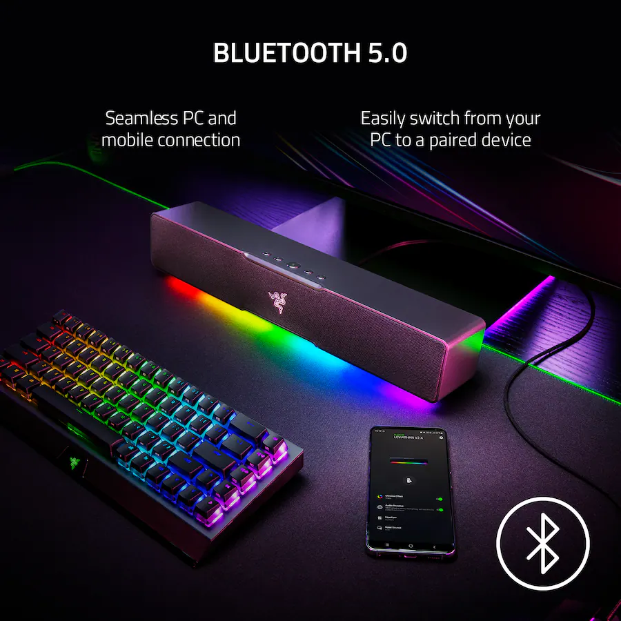 Bluetooth 5.0 Conexión perfecta para PC y dispositivos móviles Cambie fácilmente de su PC a un dispositivo emparejado.