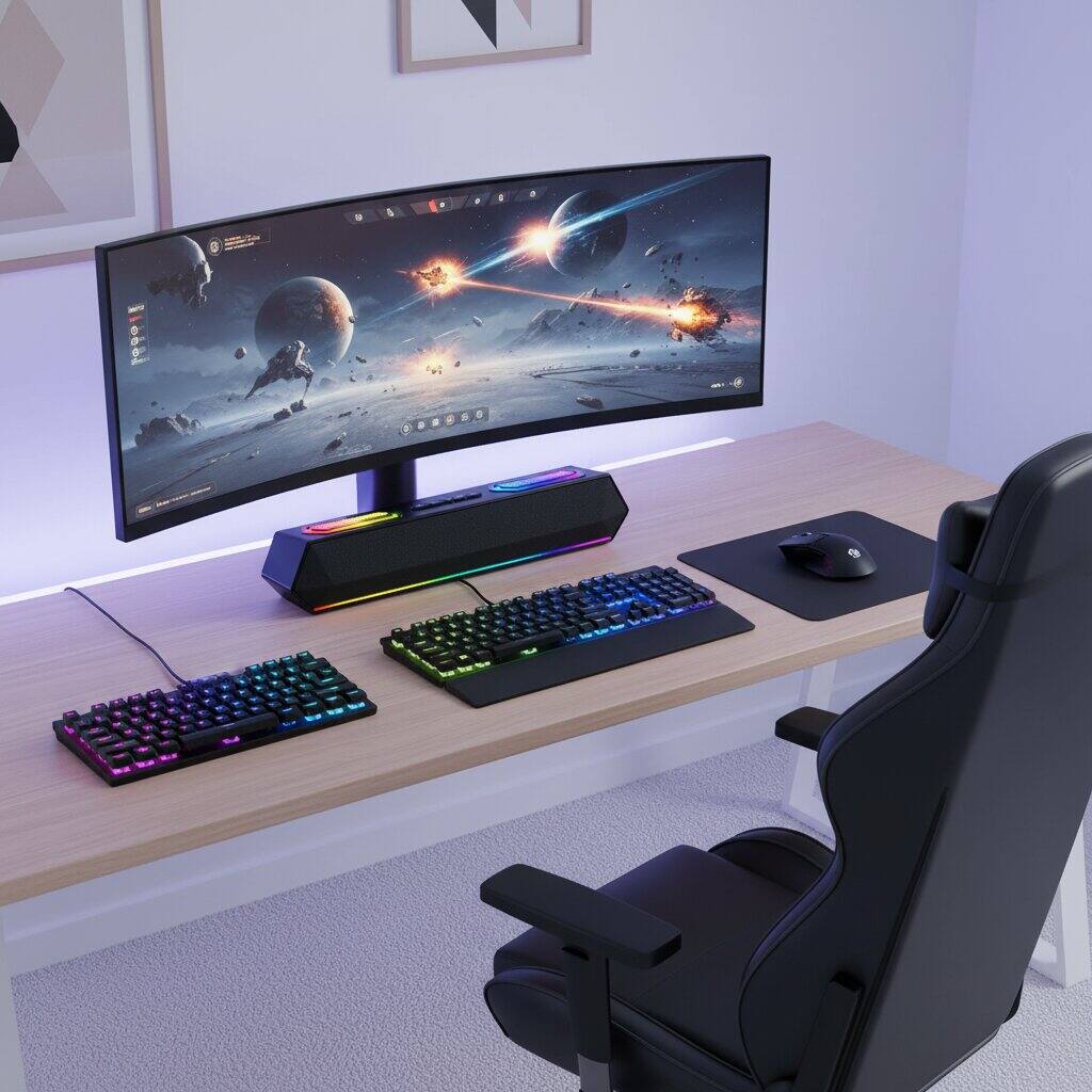 Alt View 2. Dazzed Corner - Computer Speakers, Wireless Soundbar for Desktop PC - Black.