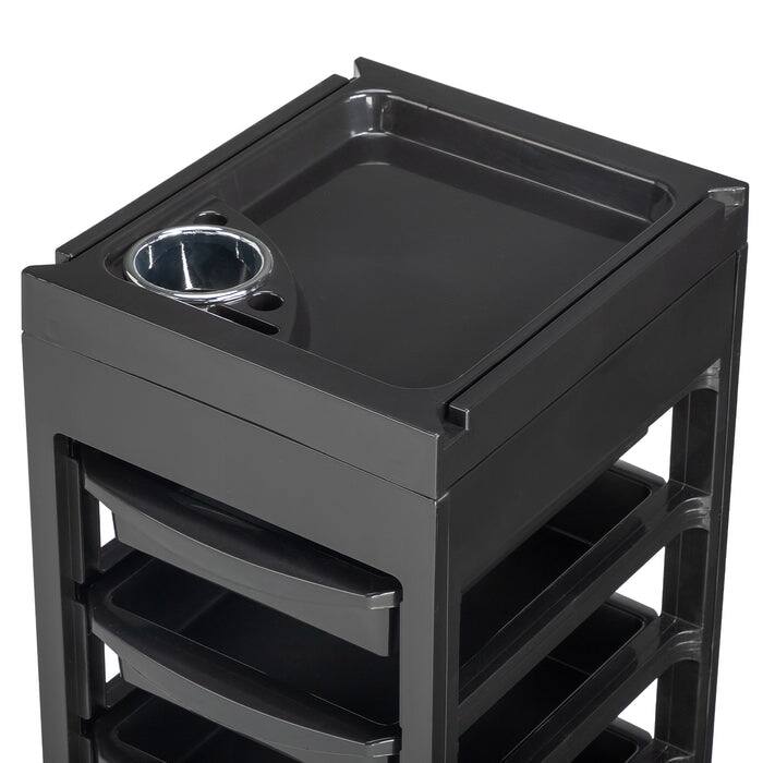 Alt View 4. Winado - Salon Trolley Cart with Wheels & 5 Drawers & Hair Dryer Holder for Beauty Barber - Black.