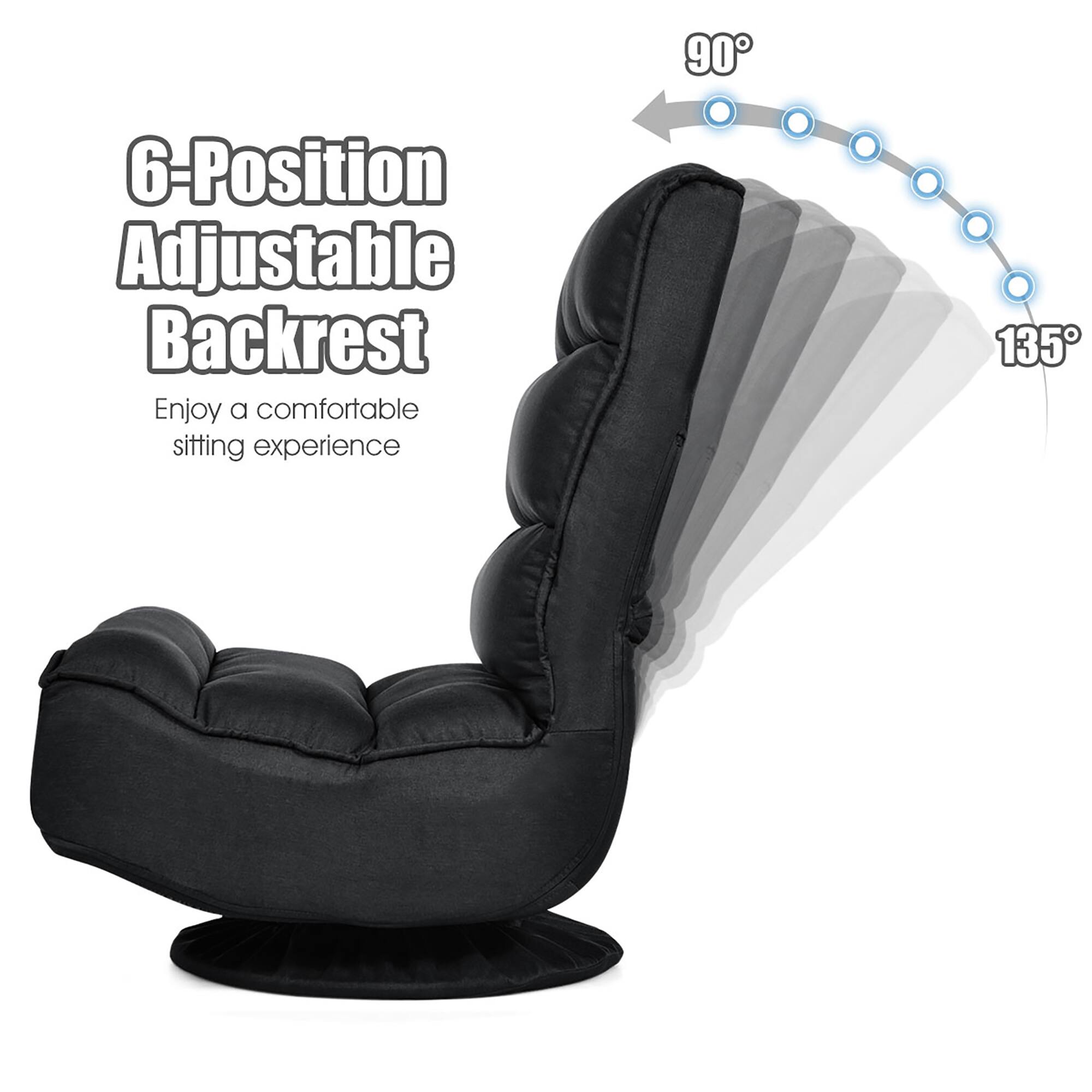 6-Position Adjustable Backrest  
Enjoy a comfortable sitting experience  

90°  
135°
