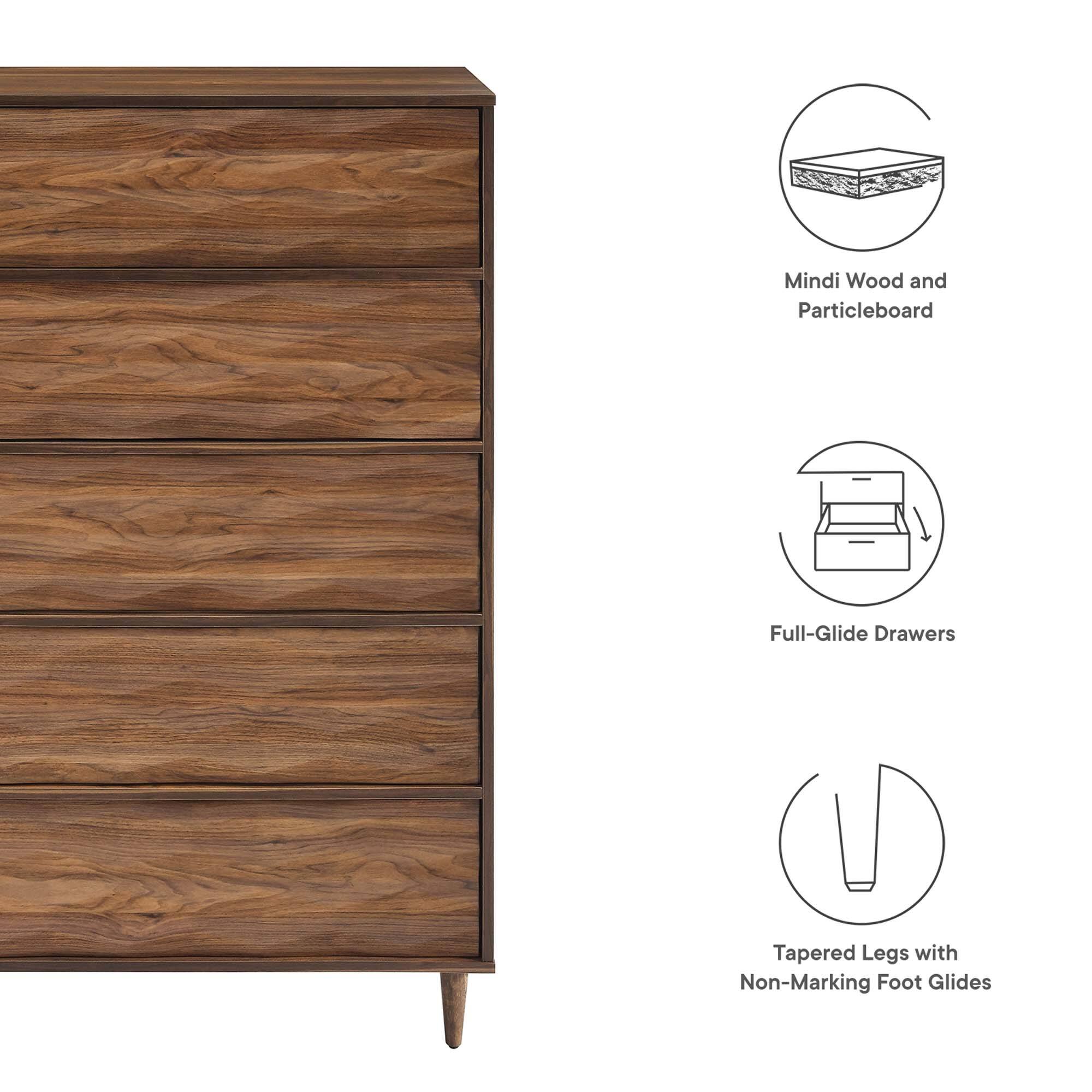 Mindi Wood and Particleboard  
Full-Glide Drawers  
Tapered Legs with Non-Marking Foot Glides