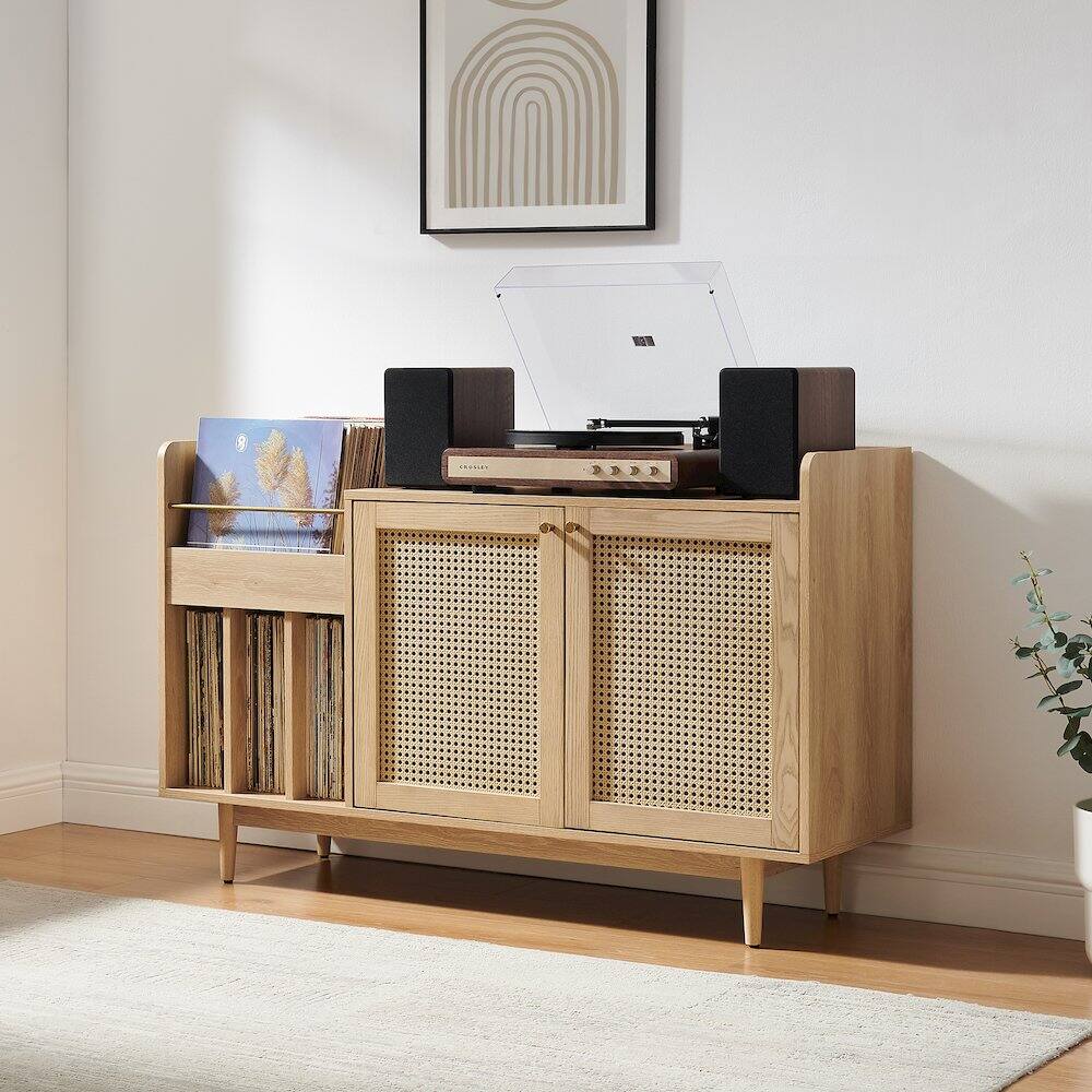 Crosley Furniture Maeve Record Player Cabinet, Vinyl Storage