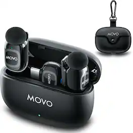 MOVO - NanoMic Dual USB-C Wireless Microphone for iPhone 15/16/17 and Up, Android, iPad Pro and Laptops - Wireless