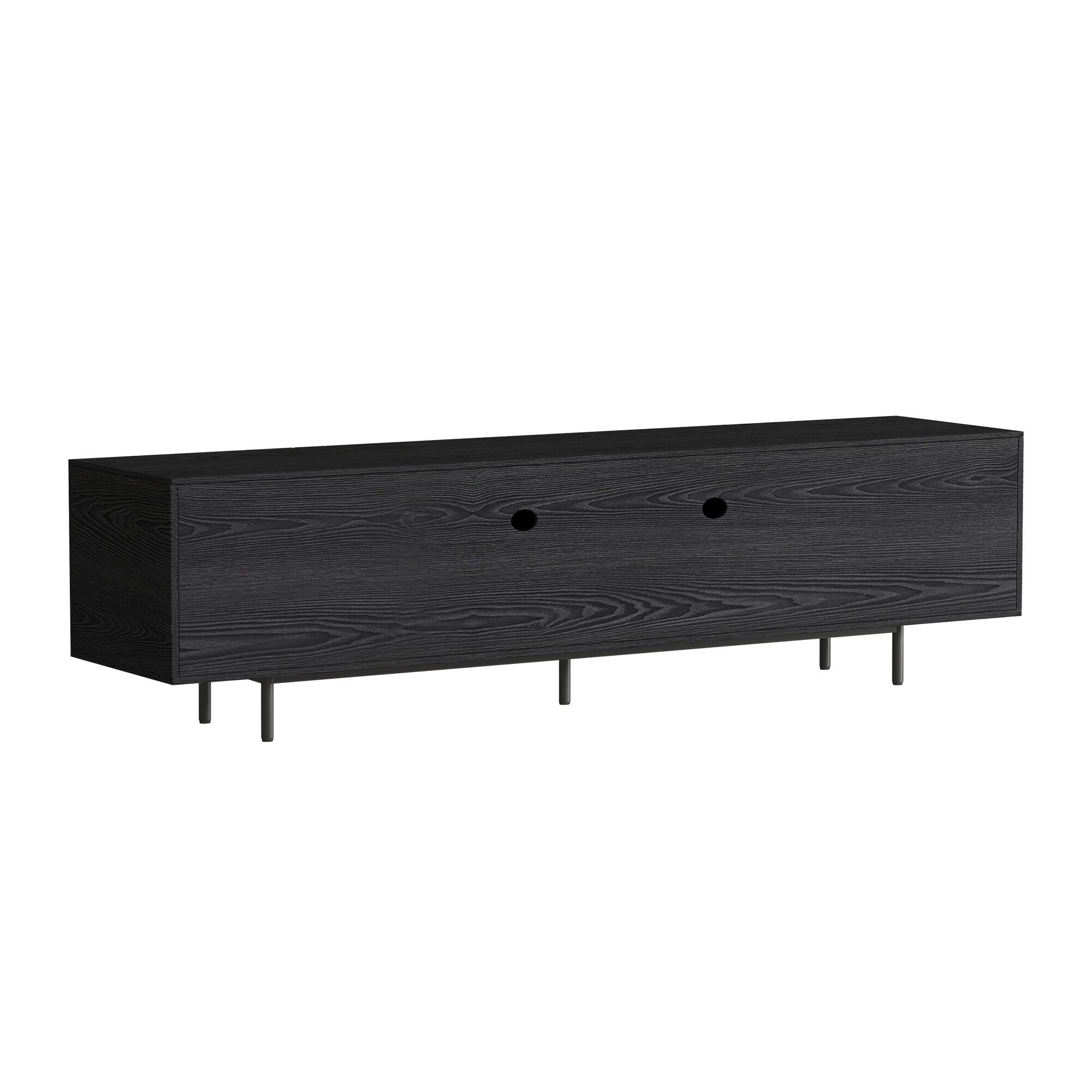 Alt View 6. luck idea - Modern Black TV Stand with Adjustable Shelves, Soft-Close Hinges & Cable Management, Media Console for Living Room - Black.