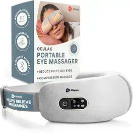 LifePro - Heated Eye Massager with Vibration Cordless Eye Mask for Migraines and Relaxation - Gray