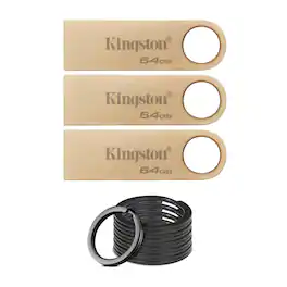 Kingston - 64GB 220MB/s Metal USB 3.2 Gen 1 DataTraveler SE9 G3 (3-pack) bundle