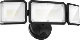 Lepower - 42W 3 Heads Outdoor Bright LED Flood Lights Switch Controll 220° Angle IP65 Waterproof For Yard Porch - Black