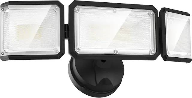 Front. Lepower - 42W 3 Heads Outdoor Bright LED Flood Lights Switch Controll 220° Angle IP65 Waterproof For Yard Porch - Black.