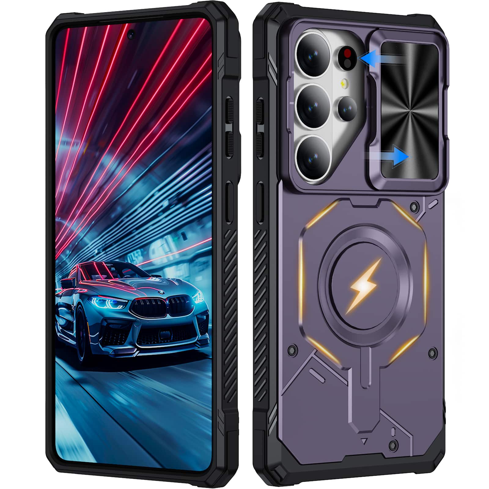 Dteck - Shockproof Magnetic Hybrid Protective Case for Samsung Galaxy S26 Ultra with Slide Camera Cover, Side Anti-Slip Texture - Lightpurple price history on PriceWatchPro