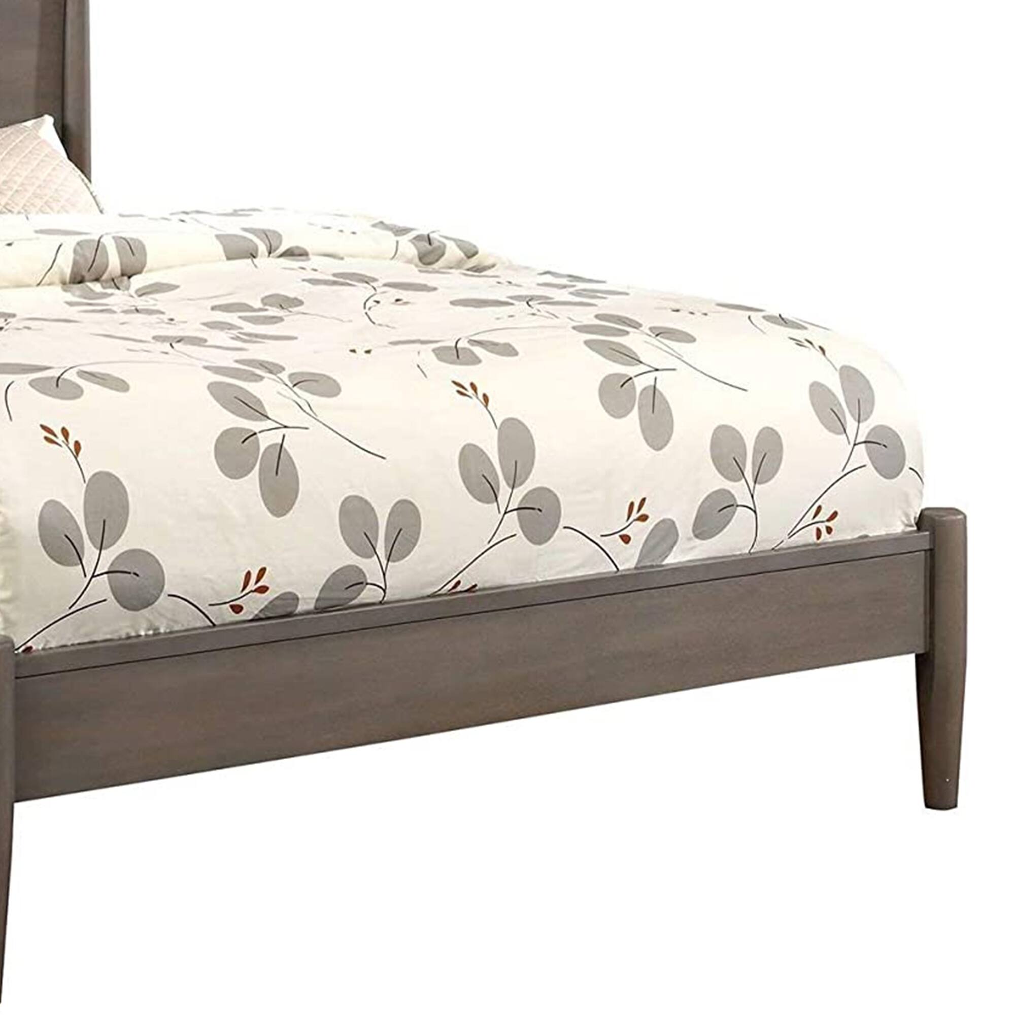 Alt View 1. Manhattan Lane - Mid Century Modern Wood Queen Bed with Round Tapered Legs, Gray - Gray.