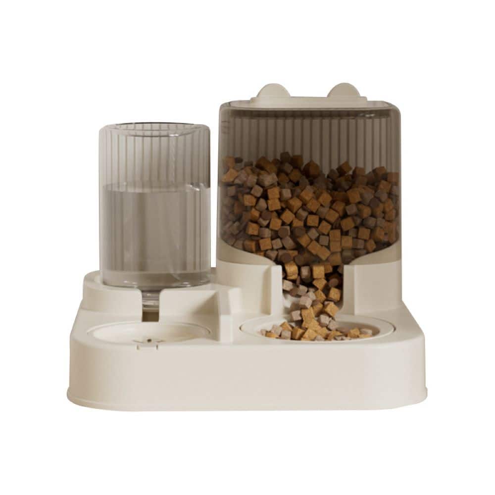 JUJABU - Large Capacity Automatic Cat Feeder 2-in-1 Food Dispenser for Cats & Dogs - White