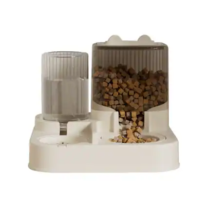 Front. JUJABU - Large Capacity Automatic Cat Feeder 2-in-1 Food Dispenser for Cats & Dogs - White.