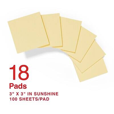 18 Pads  
3" x 3" in Sunshine  
100 Sheets/Pad