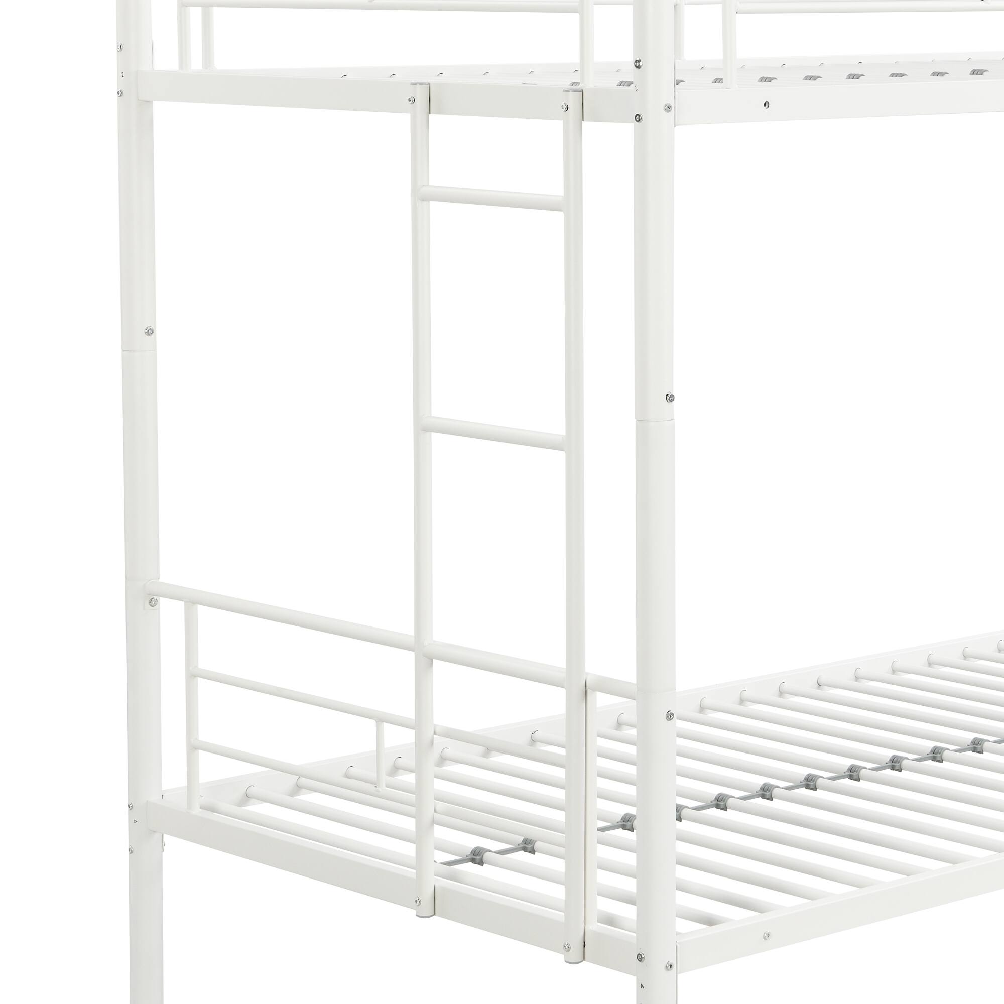 Alt View 5. GOODSILO - Modern Metal Bunk Bed with Trundle - Space-Saving Sleeper Solution for Kids and Teens - White.