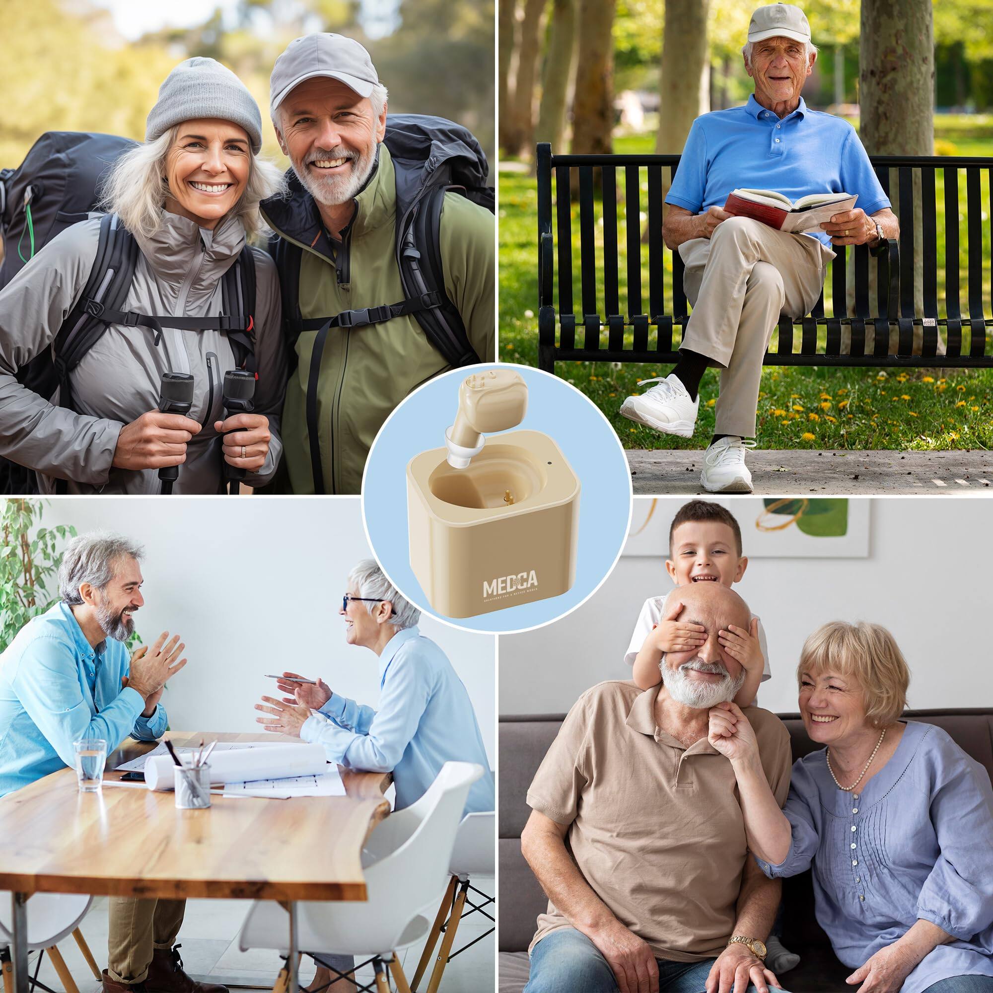 Alt View 5. MEDca - MEDca ITE Mini Ear Amplifier Rechargeable Microtron - So Small It's Barely Visible! - Beige.