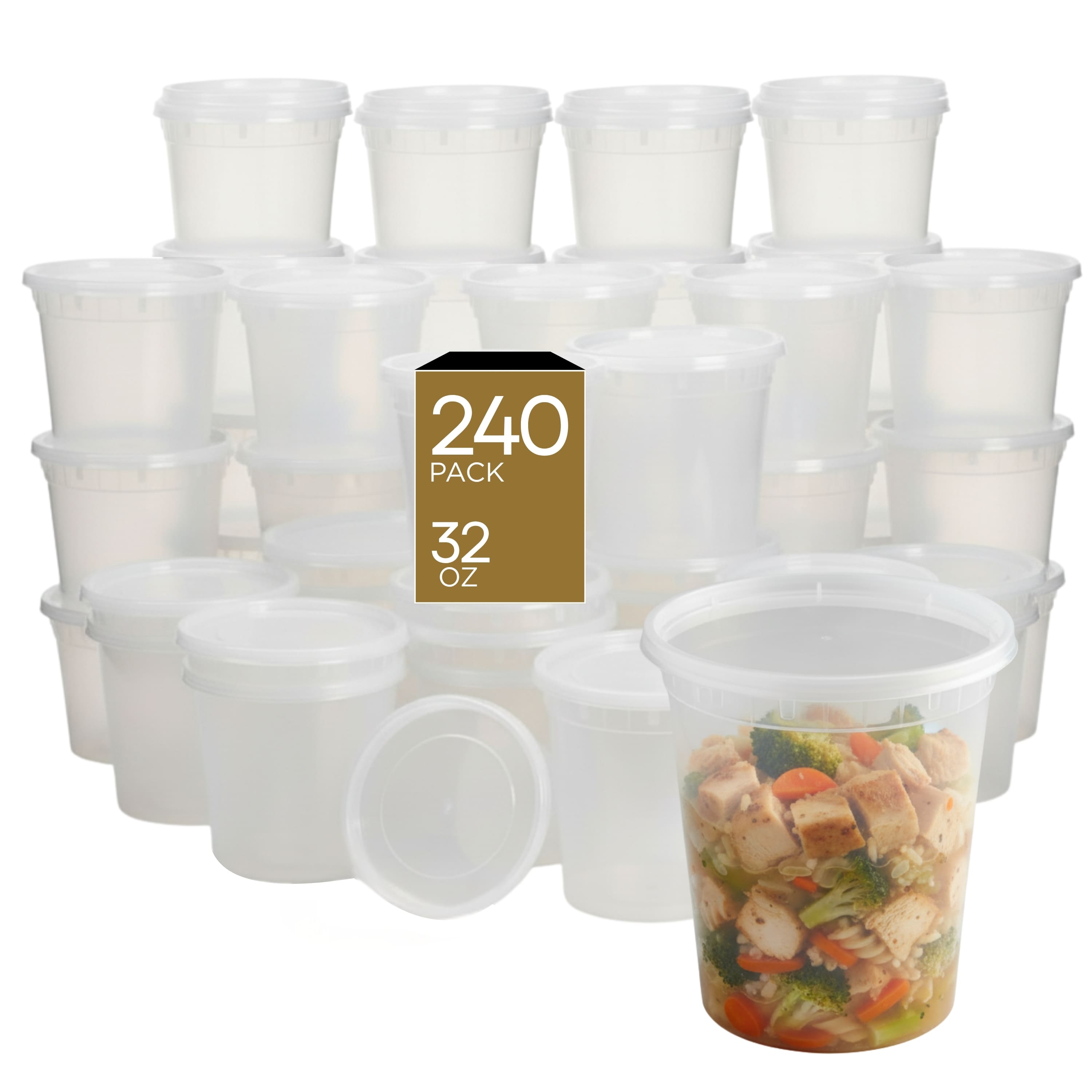 Eco Harmony Products - Heavy Duty Deli Container, Regular (PP), 32oz, 240-Pack - Clear