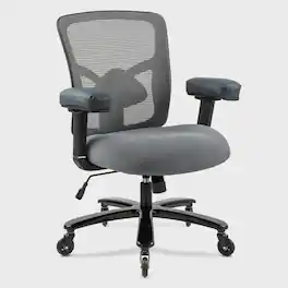 Loheer - Big & Tall Office Chair, 400 lbs Heavy-Duty Ergonomic Mesh Chair, Wide Seat, Adjustable Lumbar Support - Black