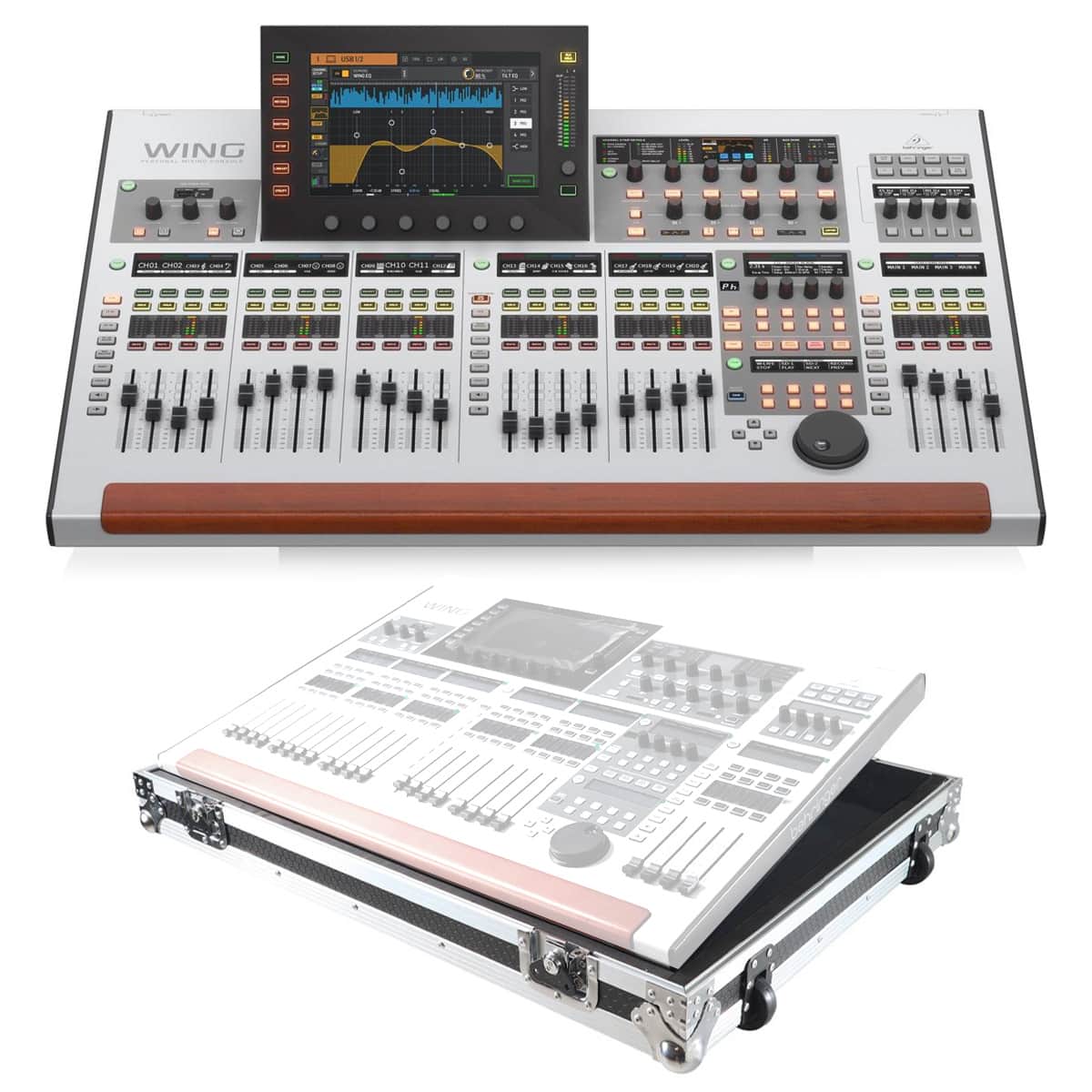 Behringer - WING 48-Channel 28-Bus Full Stereo Digital Mixing Console, Bundle with ProX XS-BWING W Flight Case