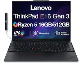 Lenovo - Upgraded - ThinkPad E16 Business Laptop, 16" FHD+ Anti-Glare, Ryzen 5 230, 16GB DDR5, 512GB SSD, FP, Backlit KB, Win11P) w/USB Hub - Black