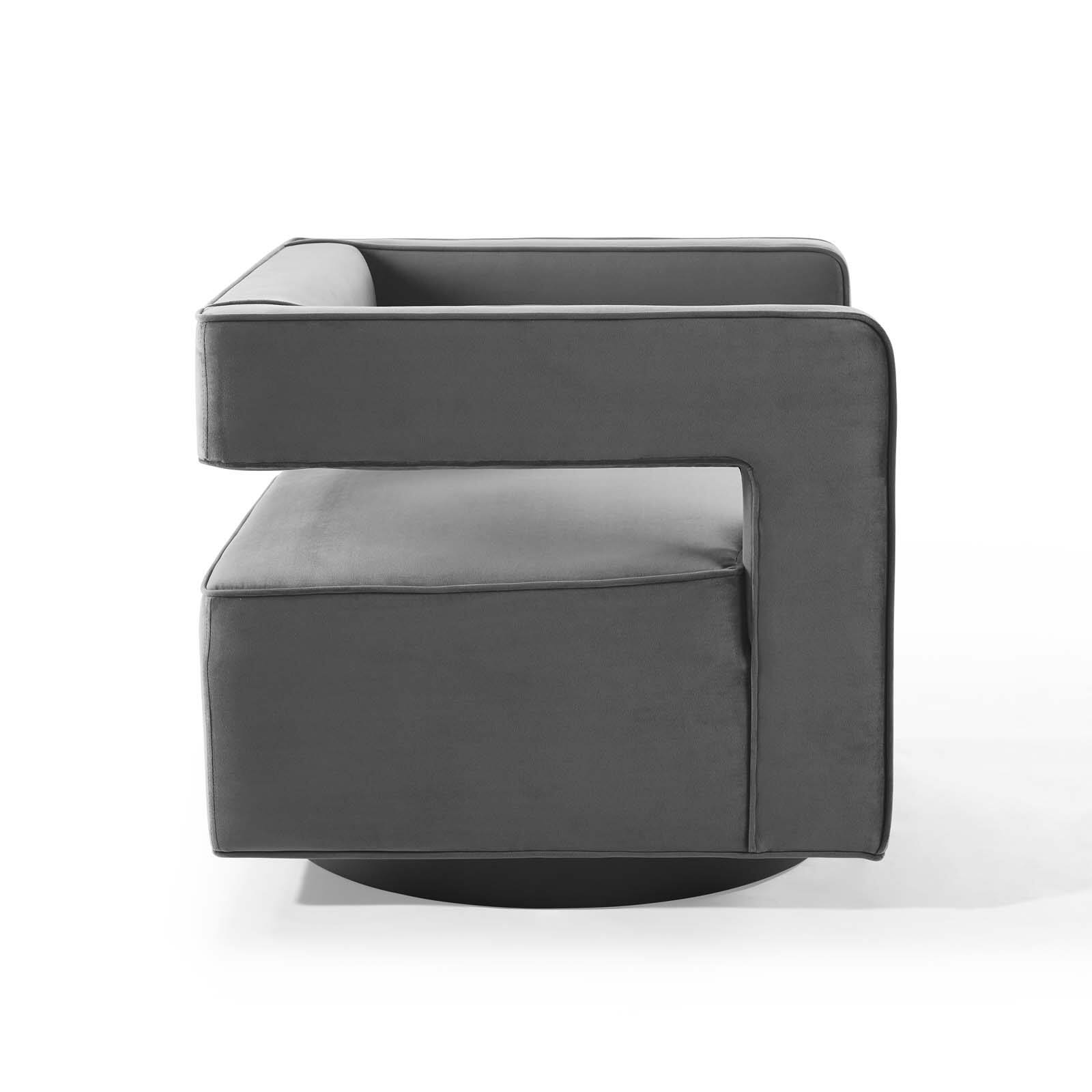 Alt View 2. Modway - Booth Performance Velvet Performance Velvet Swivel Armchair by Modway - Gray.